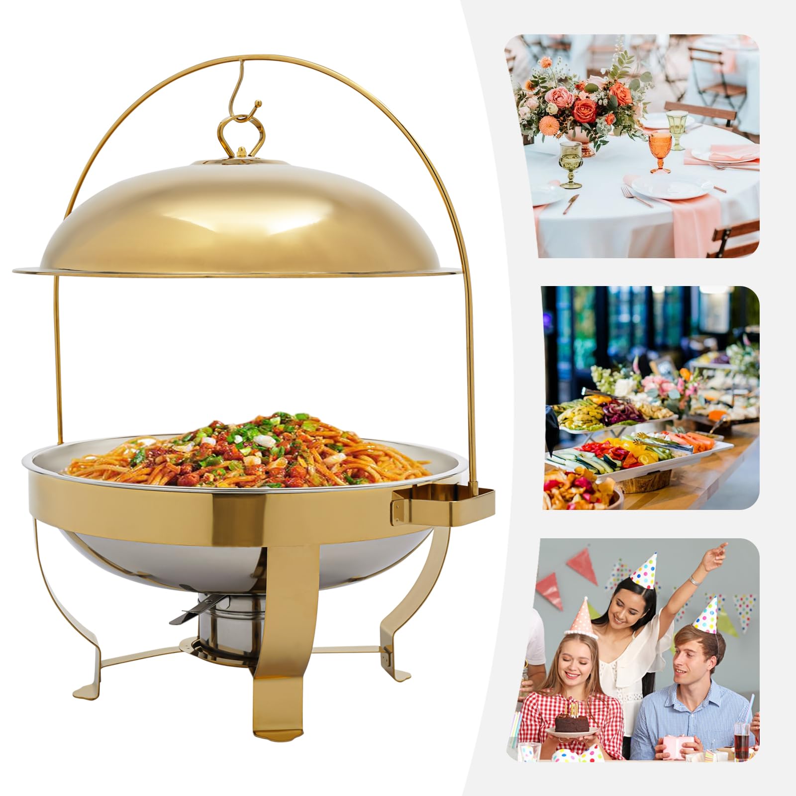Set di piatti a buffet da 8 l, set da buffet rotondi, server a buffet e scalda chafers in hotel, caffetterie, ristoranti, riunioni di famiglia, banchetti, matrimoni, feste e