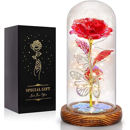 ADDWel Ewige Rosen 12er Strauß - Konservierte Rosen Mit Lichterkette Geschenk