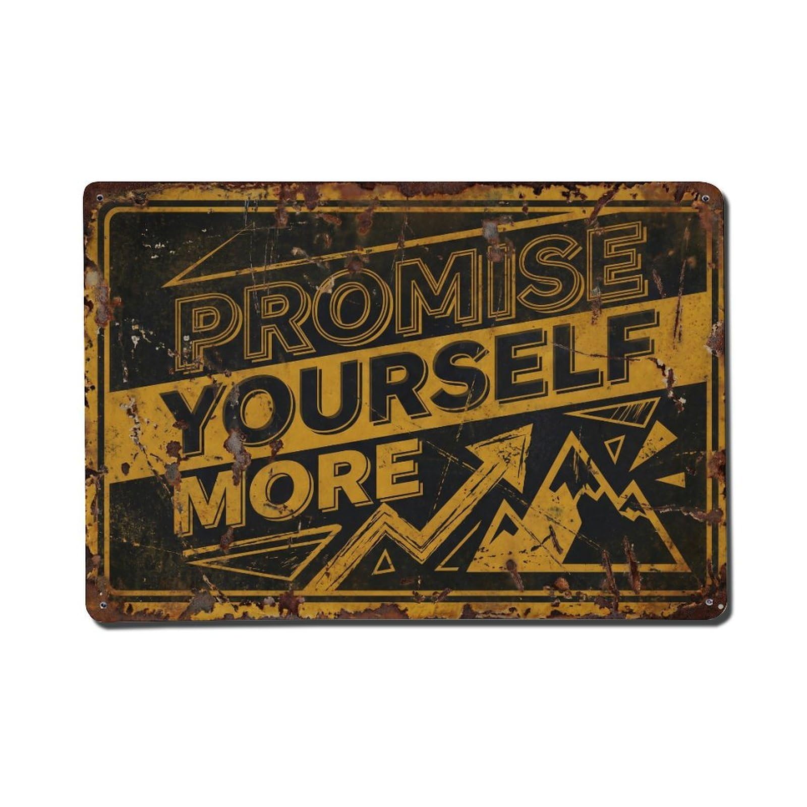 Promise Yourself More Growth Retro Motivational Slogans Vintage Metal Tin Sign Wall Decor for Cafe, Club, Garden Metal Poster 8x12Inch