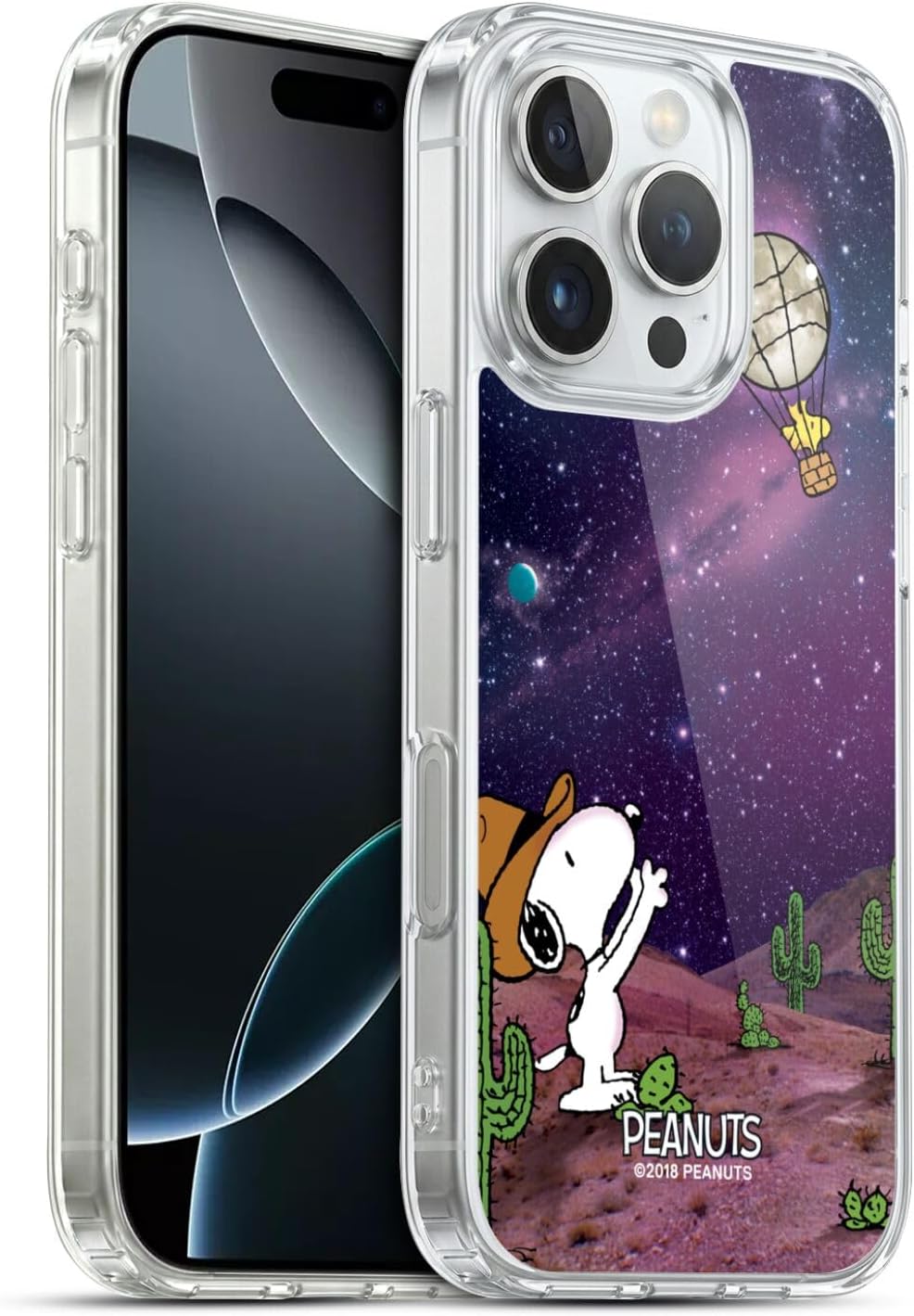 Head Case Designs Officially Licensed Peanuts Nebula Balloon Woodstock Snoopy Space Cowboy Gel Case [Military Grade Protection] Compatible with Apple iPhone 16 Pro and Compatible with MagSafe
