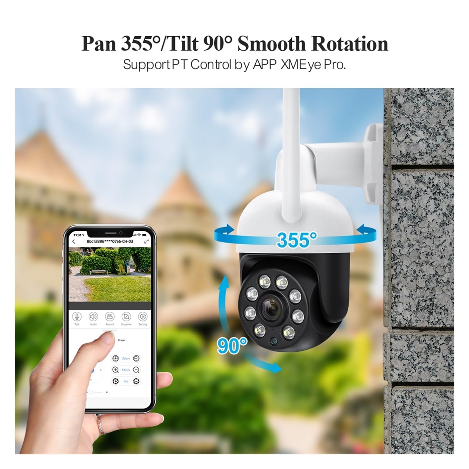 Zestaw Bezprzewodowego Systemu Monitoringu Wideo H.265 8CH 4MP Z Kamerą PTZ I Wi-Fi NVR, Automatyczne Śledzenie, Dwukierunkowy Dźwięk(2T,8CH NVR 2 Camera)