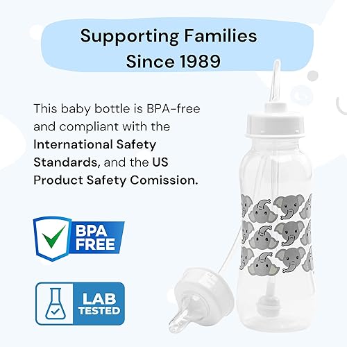 Miniatura 4 de Podee - Botella manos libres para bebé, sistema de alimentación anti-cólicos, Elefante