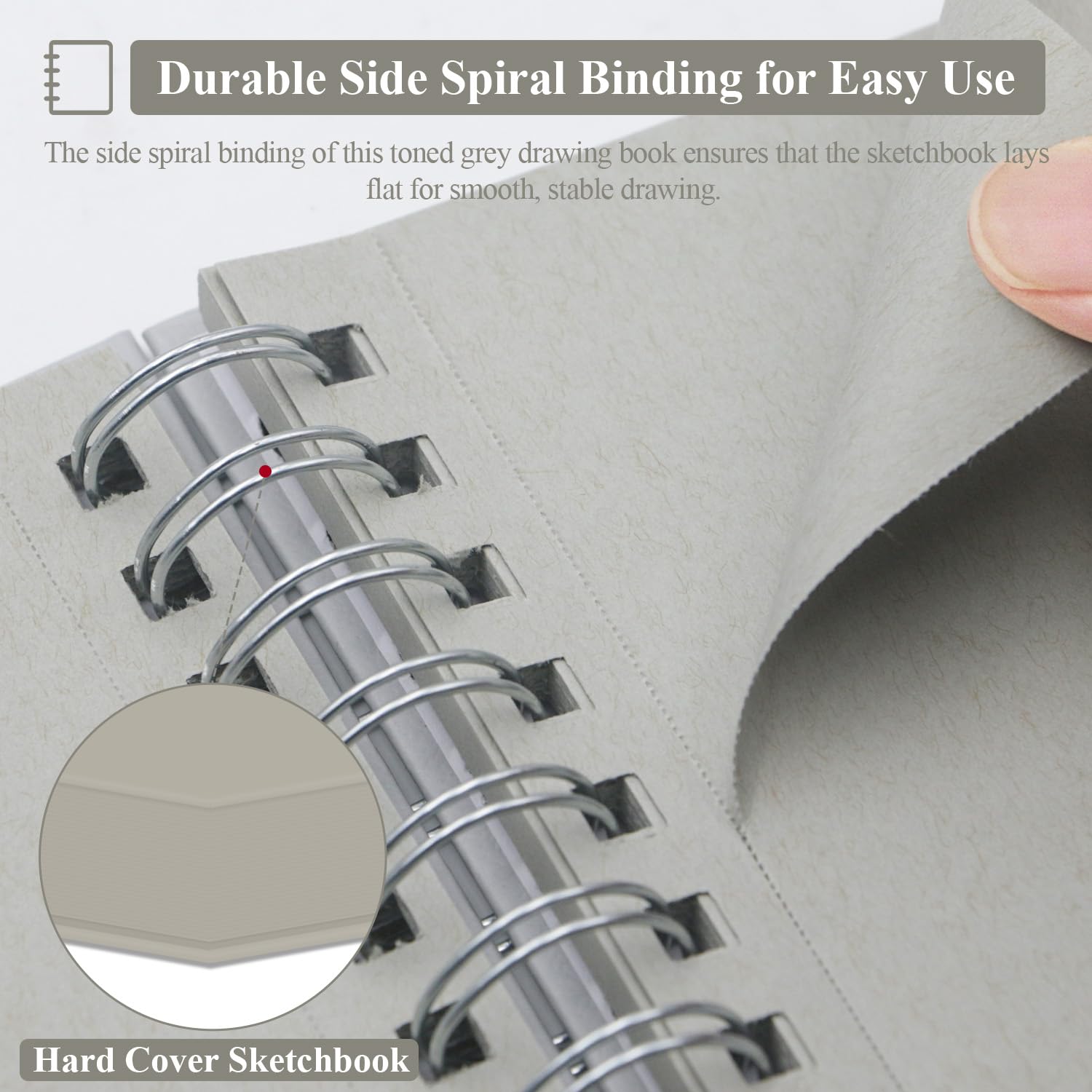 Sufly Carnet de notes d'art en papier gris de 22,9 x 30,5 cm, 60 feuilles lourdes, sans acide, livre de dessin à spirale pour études tonales et composition