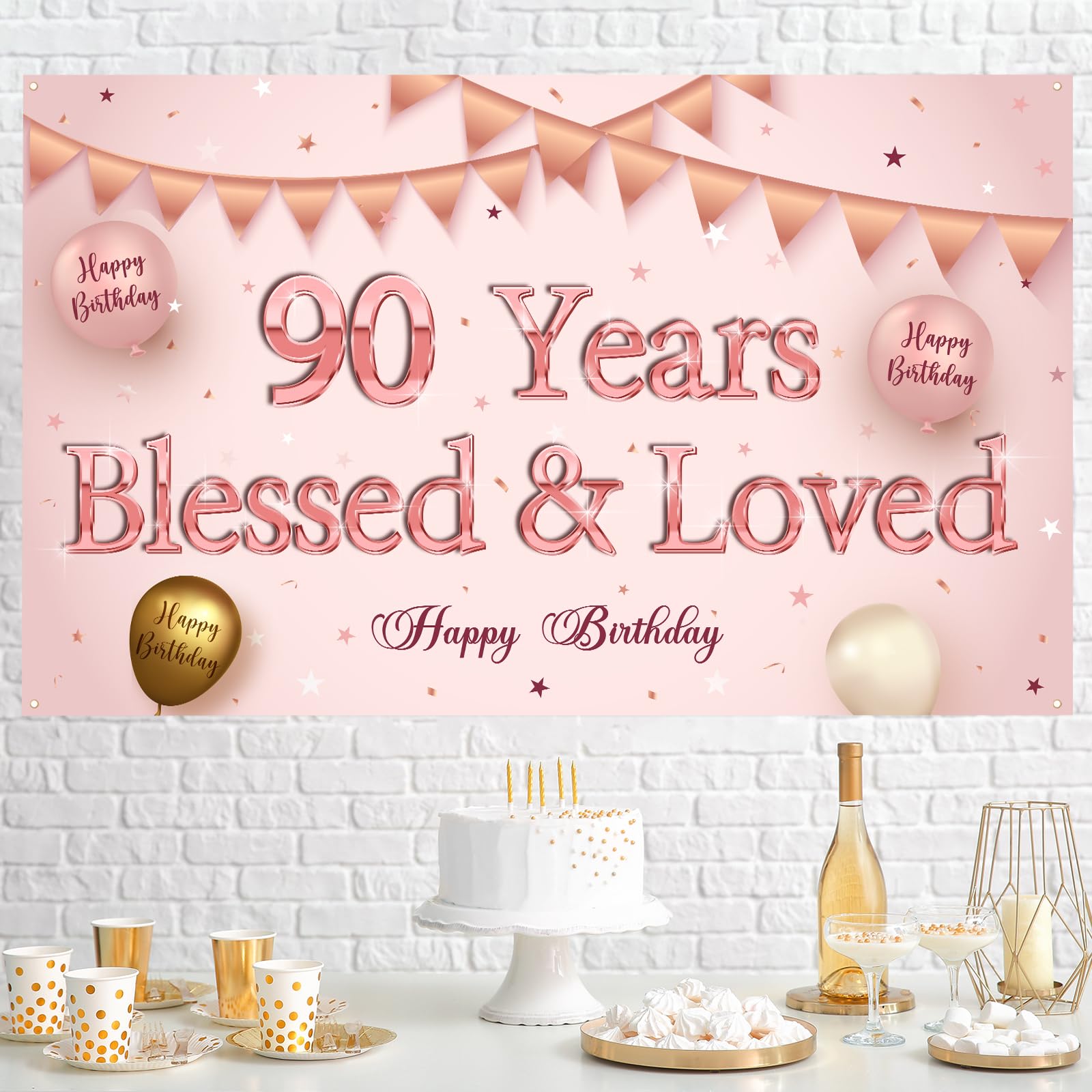 Labakita 90th Birthday Banner – Riesen-Banner 180x110 Cm Für Die Perfekte Geburtstagsdeko