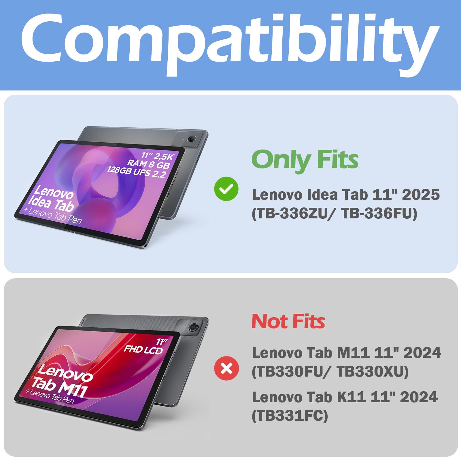 ProCase Cover per Lenovo Idea Tab 11 Pollice 2025/K11 Gen 2 2025, Custodia Copertura Intelligente con Supporto Sottile -Marina