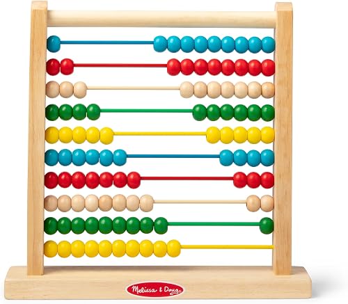 Melissa & Doug Abacus - Classic Wooden Educational Counting Toy With 100 Beads | Classic Wooden Abacus, 10 Rows, 100 Colorful Beads, Counting & Math, Skill Building Play, Preschool Toys for Kids, Ages 3+