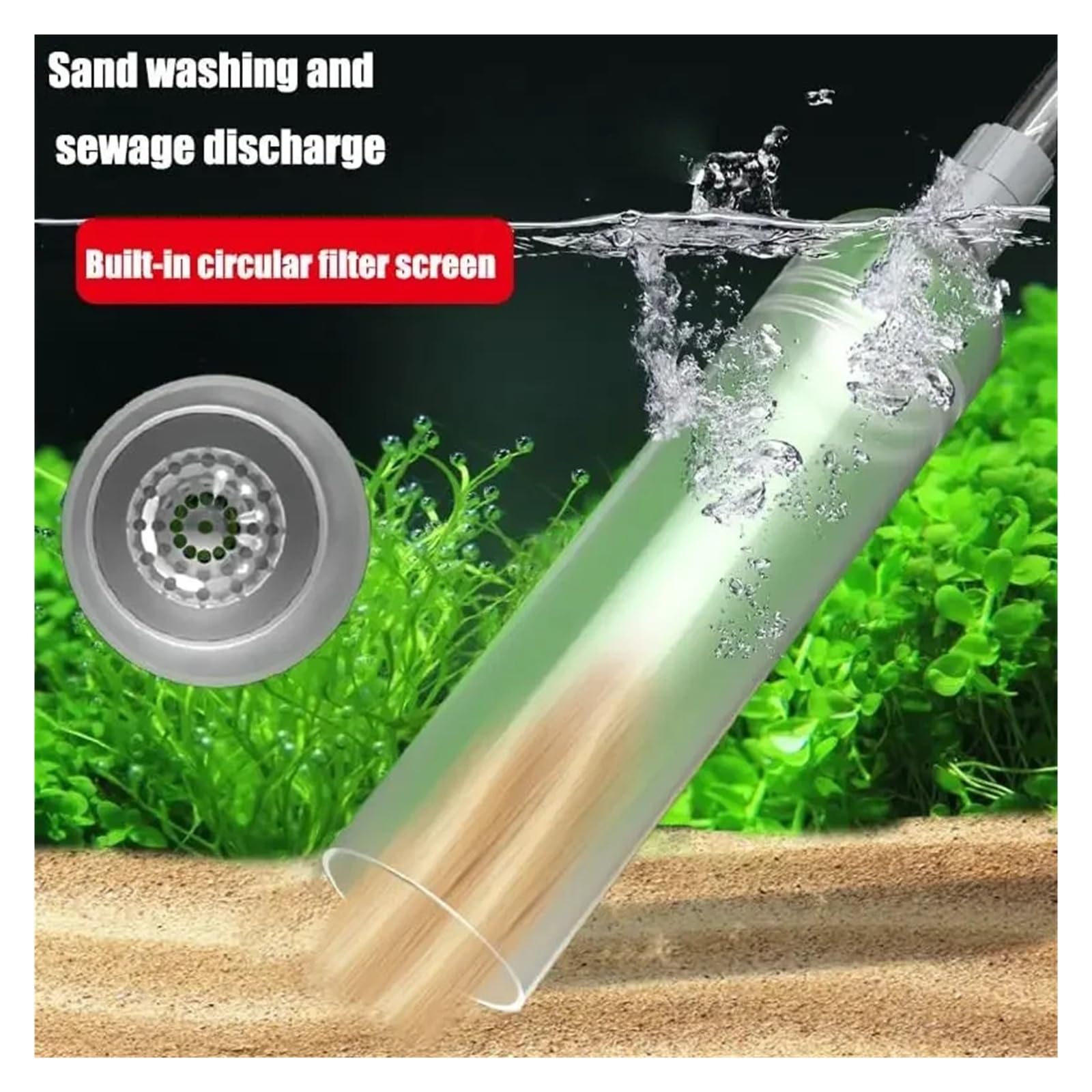Kit de Herramientas de Limpieza con Tubo de extensión for pecera Grande, sifón for Acuario, Grava al vacío/Lavado de Arena y Cambio de Agua(Large-2.6M)