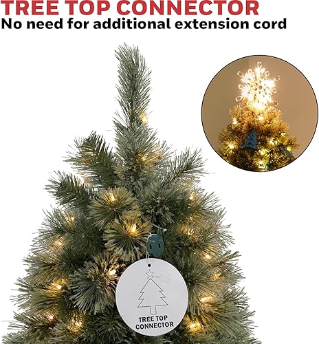 Miniatura 6 de Honeywell Árbol de Navidad artificial de cachemira de 6.5 pies con 250 luces LED que cambian de color, árbol de Navidad con 811 puntas de
