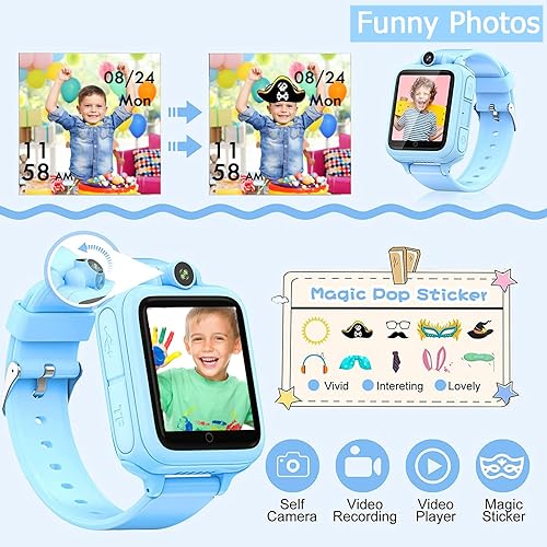 Vista 4 de TEZILON Reloj inteligente para niños, juguete educativo con 14 juegos de rompecabezas, reproductor de música MP3, cámara de video, despertador