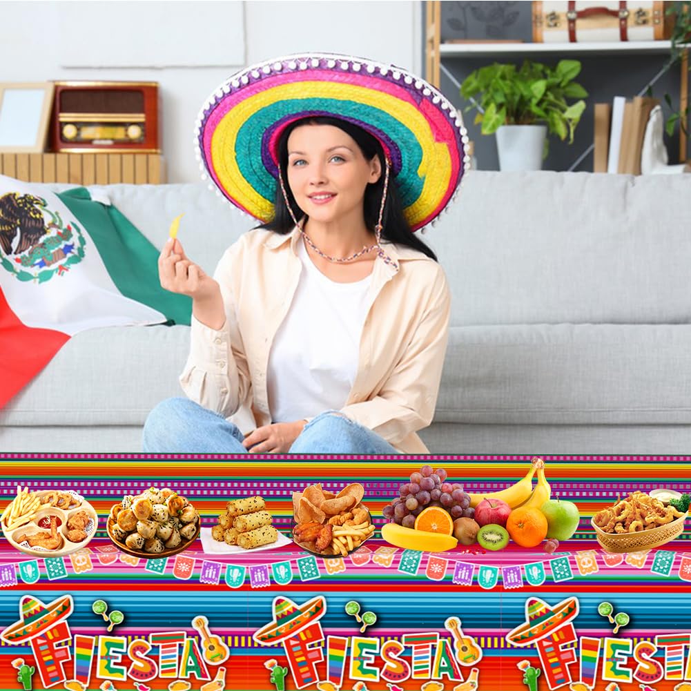 Satiskid 2 PCS Mexican Fiesta Party Tablecloth, Cinco De Mayo Party Table Covers - Image 3