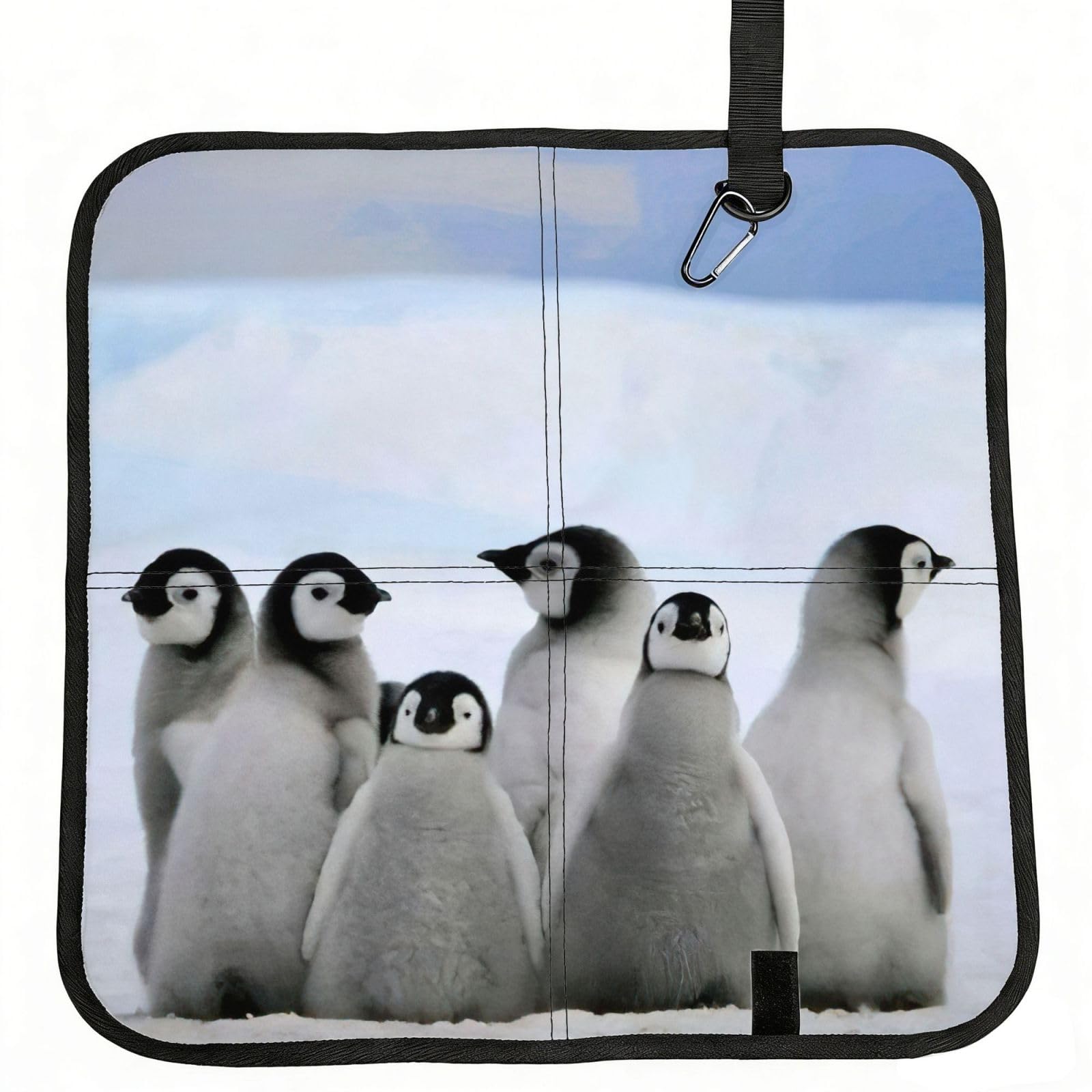 bghdfa Young Penguins With Snow Print Outdoor Sitting Mat Waterproof Oxford Cloth Seat Cushion Folding Foam Camping Seat For Picnic
