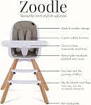 Evolur Zoodle Chaise Haute 2 en 1, Design Moderne, Chaise pour Tout-Petit, Coussin Amovible, Plateau Réglable, Bébé et Tout-Petit, Noir