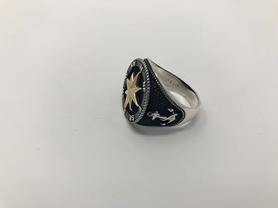 KAR 925K Stamped Solid Sterling Silver Sailor's Compass Men's Ring P1I
