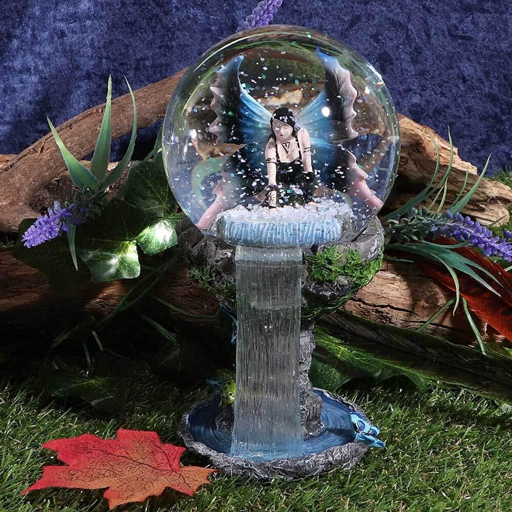 Nemesis Now Immortal Flight Anne Stokes Fairy Snow Globe 10cm, Resin, Grey|White