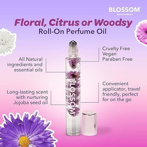 Miniatura 7 de Blossom Roll on Perfume for Women Alcohol Free Rollerball Perfume Oil with Essential Oils, Infused with Real Flowers, Made in USA, 0.20oz
