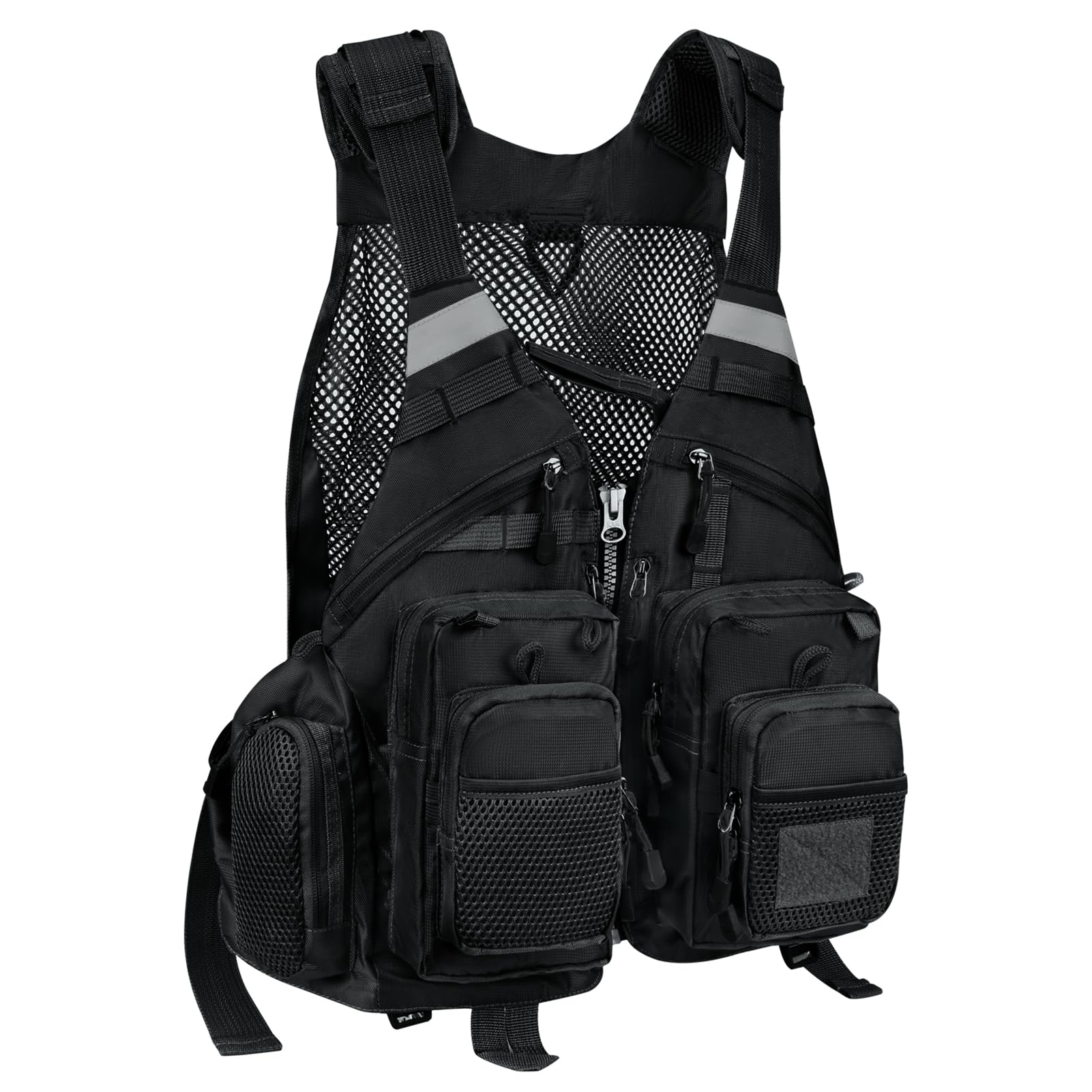 Gonex Gilet de Pêche à La Mouche pour Hommes et Femmes, Réglable avec Poches et Bandes Réfléchissantes