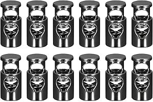uxcell 12Pcs Metal Cord Locks, 6.5mm Single Hole Spring Stopper Fasteners
