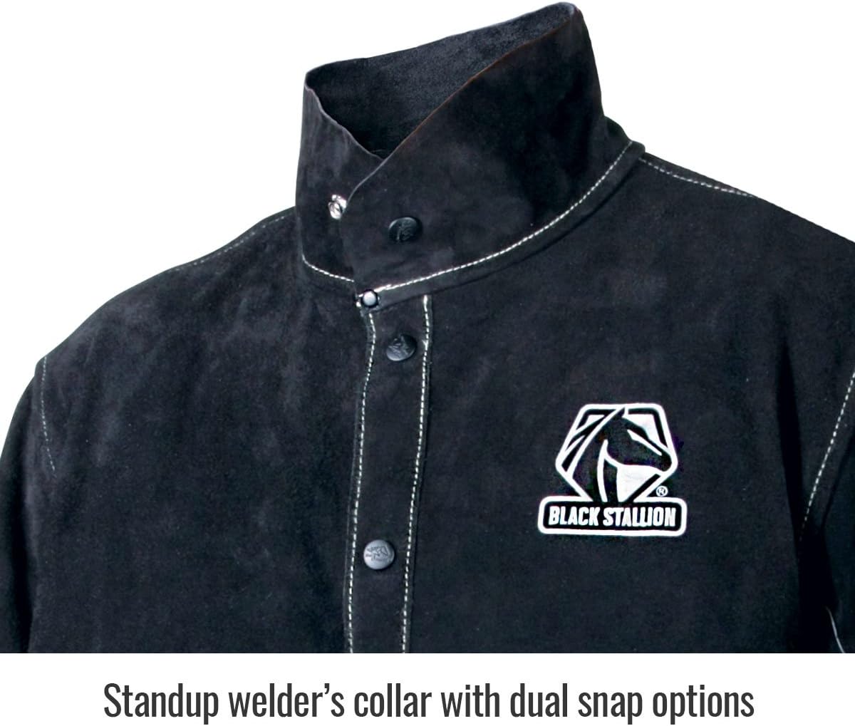 Suреr Sаlе 🛒 Black Stallion JL1030-BB Color Block Leather Welding Jacket, Large