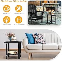 Vista 4 de Adirondack - Mesa auxiliar para exteriores, mesa auxiliar de patio resistente de 2 niveles, resistente a la intemperie, mesa auxiliar sólida de 16.5