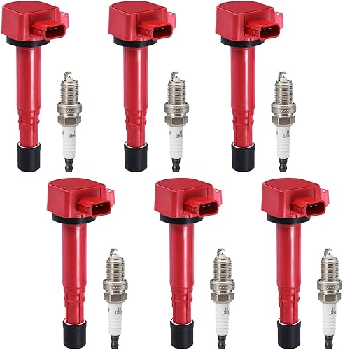 Miniatura 14 de Pindex Paquete de 4 bobinas de encendido UF311 y 9807B-561BW Kit de bobina de bujía de iridio doble compatible con Acura Honda RSX Civic CRV Element