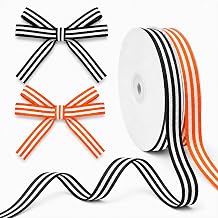 50 Yard Halloween Striped Ribbon 3/8 Inch Wide Ribbons for Crafts