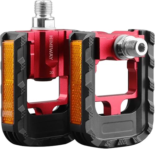 Himiway Pedales de bicicleta plegables con tiras reflectantes, pedales plegables de bicicleta de aleación de aluminio, pedales de ciclismo de