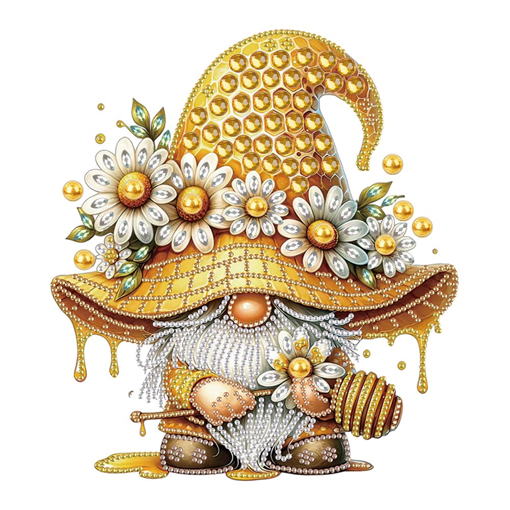 FHBUBPUPGoblin Diamond Art Painting Kits for Adults, 5D Gnome Special Shape Diamond Art for Beginners, Bee Rhinestones Gem Art Craft Home Wall Decor Gift 12×12inch