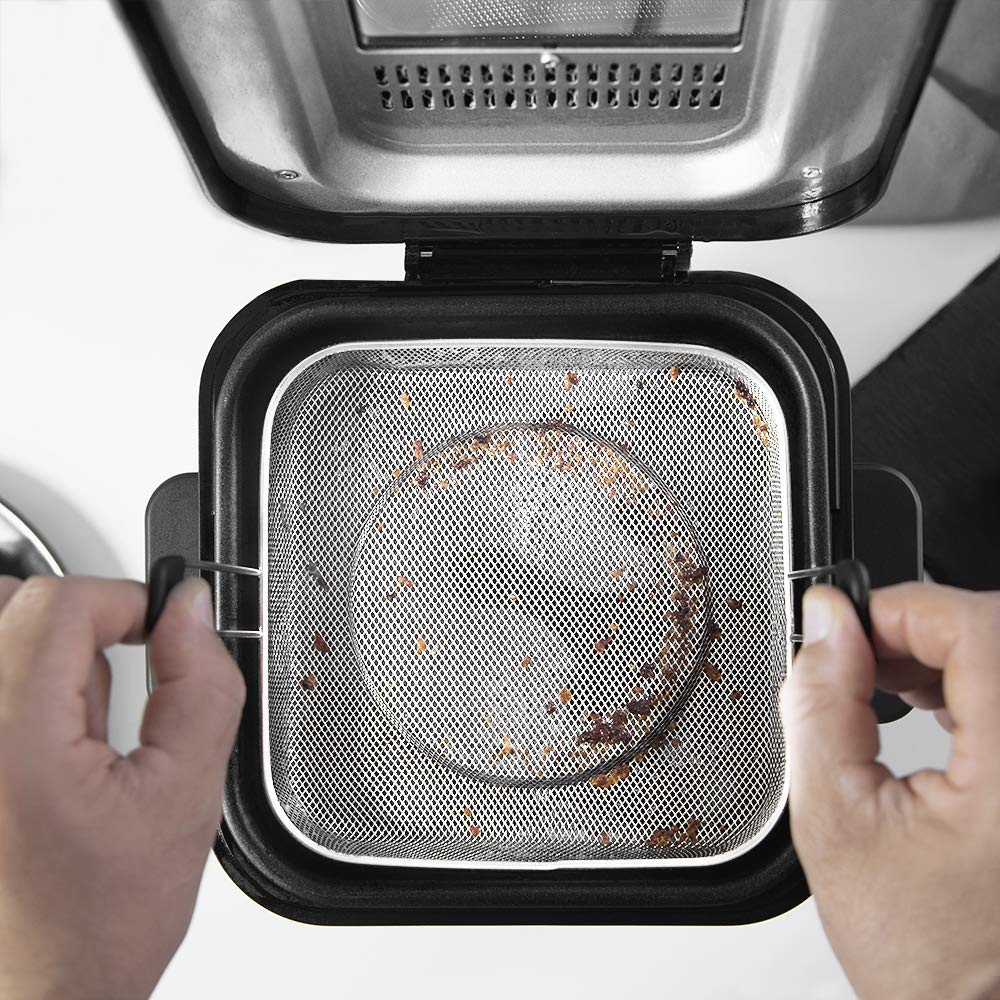 Cecotec Friteuse Électrique CleanFry Infinity 1500. 1.5 L, Jusqu’à 190 ºC, Cuve émaillée, Filtre OilCleaner, Finition en Noir, 900 W.