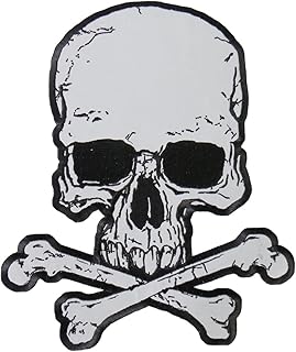 Officially Licensed Originals Jumbo Skulls and Crossbones, Iron-On/Saw-On, Heat Sealed Backing Rayon Reflective Patch - 3"...