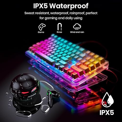 Miniatura 8 de Auriculares inalámbricos Bluetooth 5.4 35H estéreo de graves profundos con ruido ENC Call Cool Gaming Bluetooth auriculares con 25 ms, IP5 modo dual