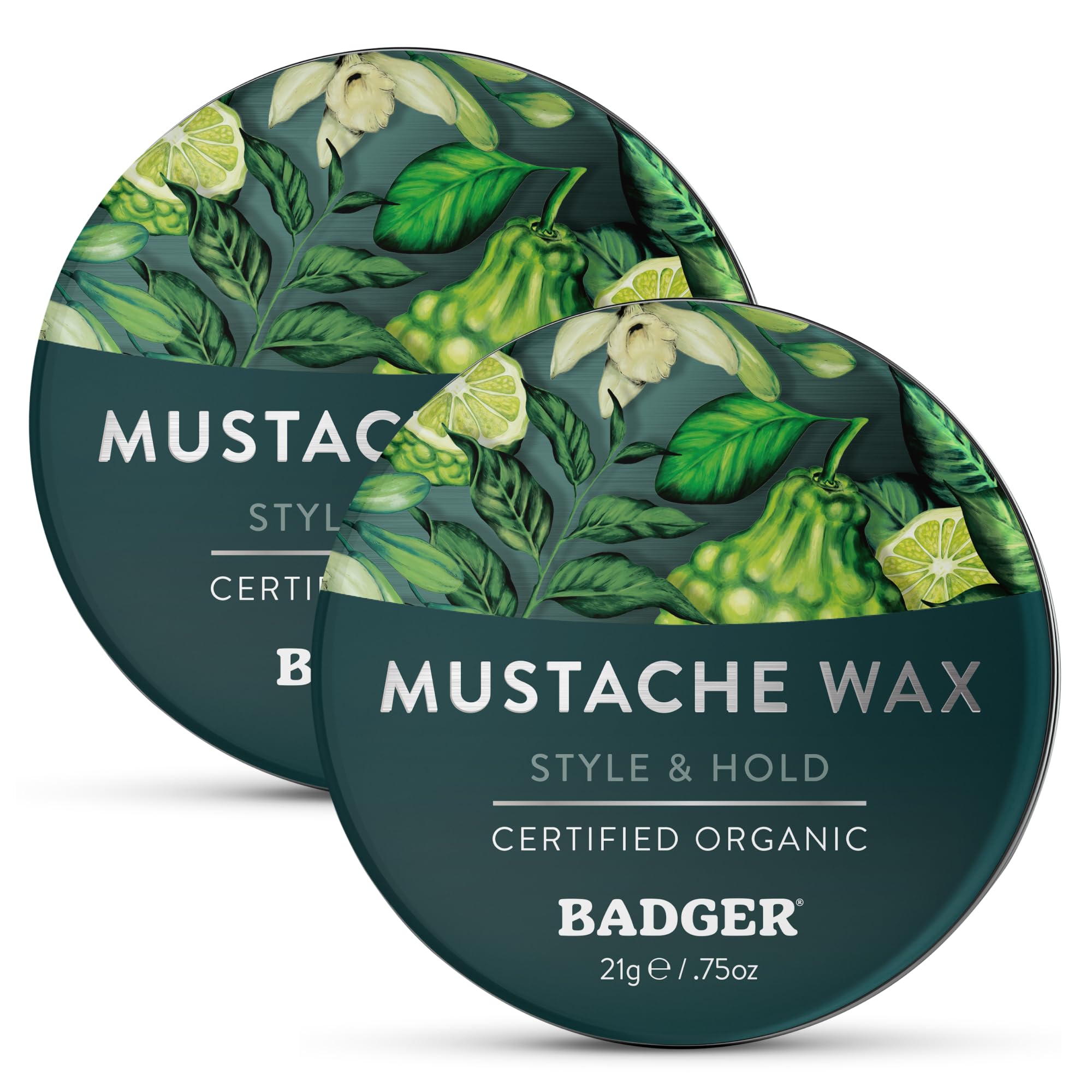 Badger Organic Mustache & Beard Wax, Medium Hold, .75 oz (2-Pack)