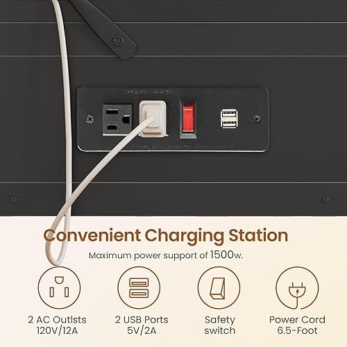 Miniatura 5 de Itaar Estante para panaderos con toma de corriente y almacenamiento, gabinete de barra de café de 35.4 pulgadas, soporte para microondas con