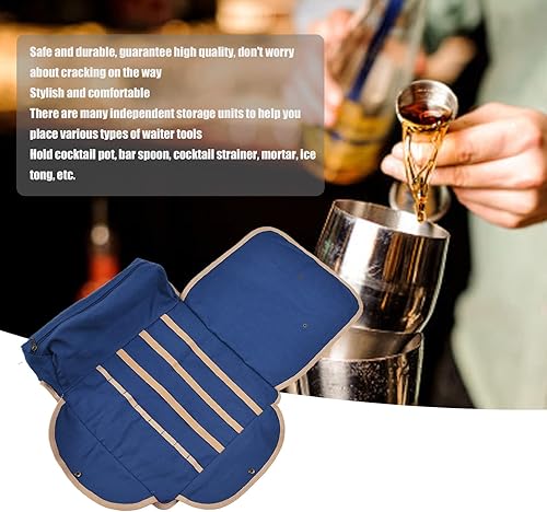 Miniatura 4 de Juego de coctelera para camarero, bolsa de viaje, kit de camarero, bolsa enrollable con correa para el hombro para hacer cócteles en casa, trabajo,