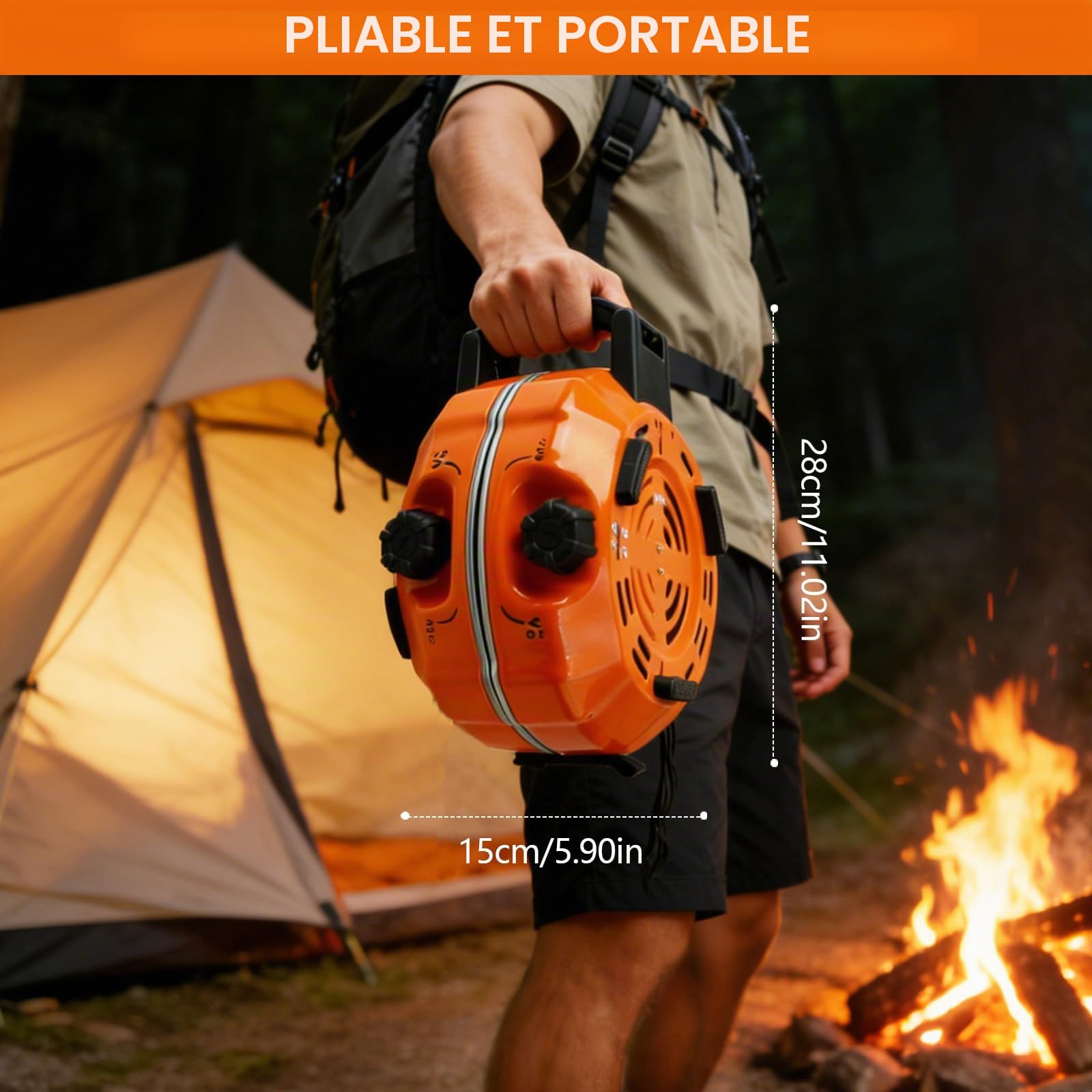 Réchaud de Camping à 2 Brûleurs, Réchaud à Gaz à 2 Feux Pliable avec Allumage Piézoélectrique, pour Barbecue en Plein Air, Randonnée et Urgences, Sac de Transport et Pare-vent Inclus