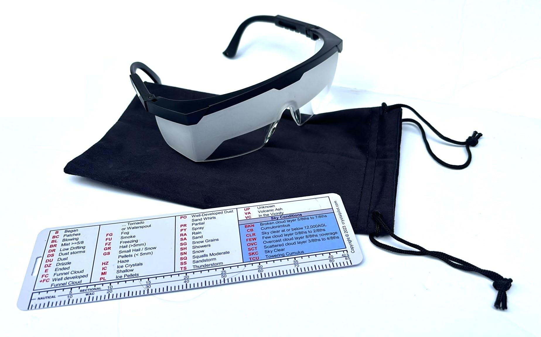 Crystal PilotIFR Certified Fog Goggles/View Limiting Device and Metar Cheat Sheet with Sectional Scale