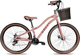Colli Bike, Viena, Tam. 15,5, Aço Carbono, 21 Velocidades, Aro 29, Freios a Disco, Com Cesto Bege, Selim Marrom, Pneu com Faixa Bege CHAOYANG