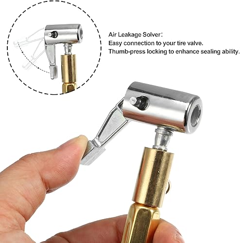 Miniatura 4 de X AUTOHAUX Adaptador de manguera de inflador de neumáticos flexible de 15.8 pulgadas, tamaño de rosca M6, portabrocas de aire con manguera para