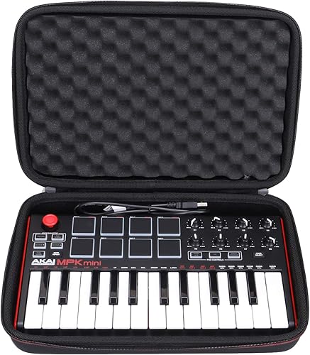 LTGEM - Funda compatible con Akai Professional MPK Mini MK3/MPK Mini Play MK3 MK3 25 teclas USB MIDI controlador de teclado, negro (solo funda)