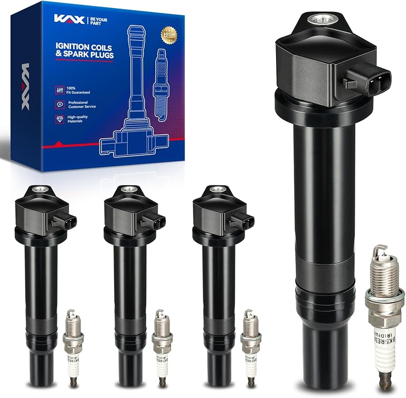 Kit de 4 bobinas de ignição e 4 velas de ignição de irídio KAX para Hyundai Accent 2006–2011 – Conjunto