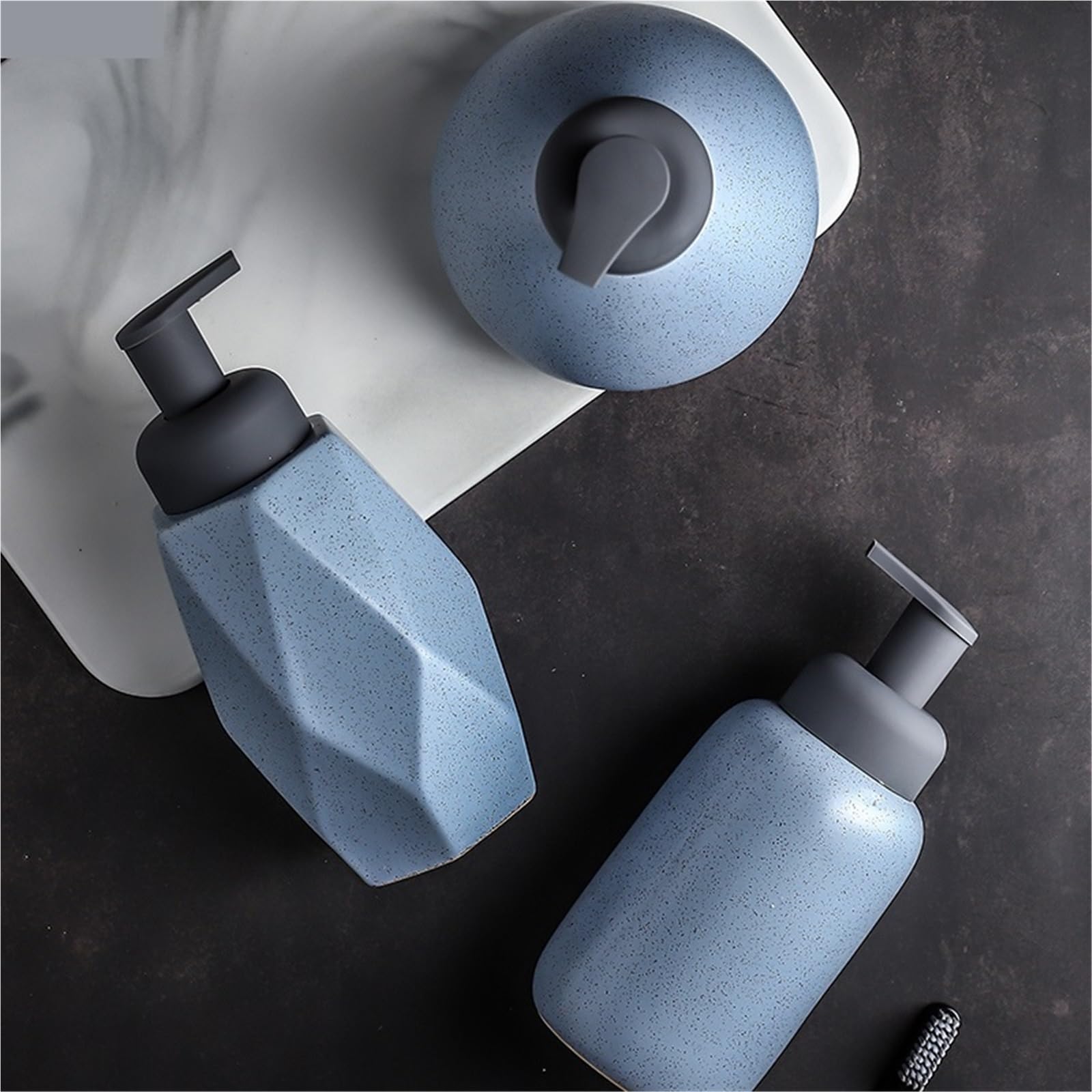 Ceramiczny dozownik mydła, Ceramiczny dozownik mydła, wielokolorowy do kuchennego szamponu do dezynfekcji rąk, balsamu do mycia ciała(Black-400ml)