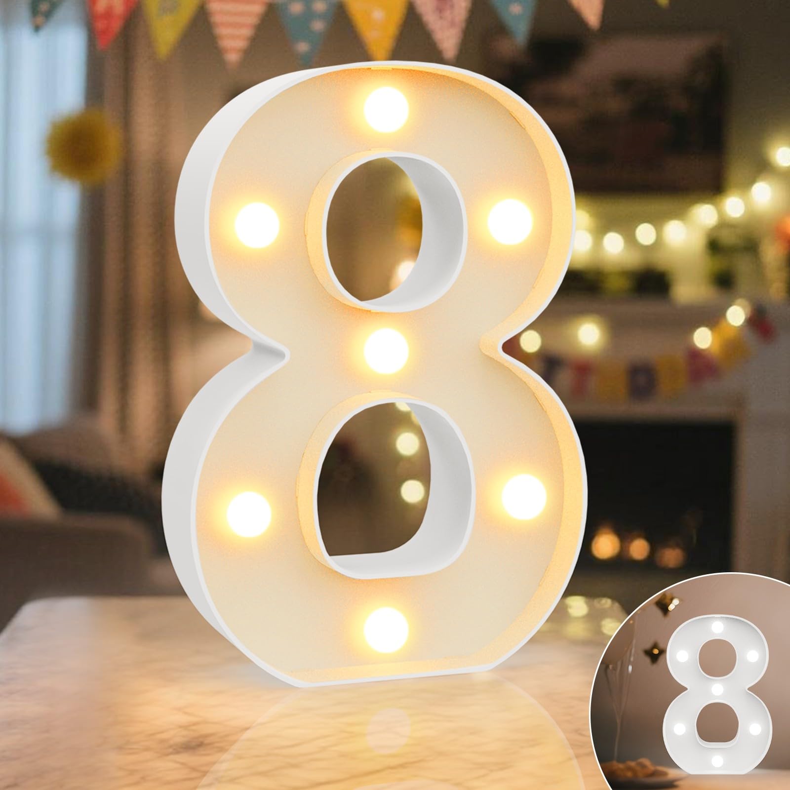 Ledido LED Light Up Marquee Numbers Sign - Cool & Warm Light up Numbers for 40th Birthday Decorations, LED Number Lights for Wedding Anniversary Grad Home Bedroom Table Wall Party Decor, Number 40 — view 76