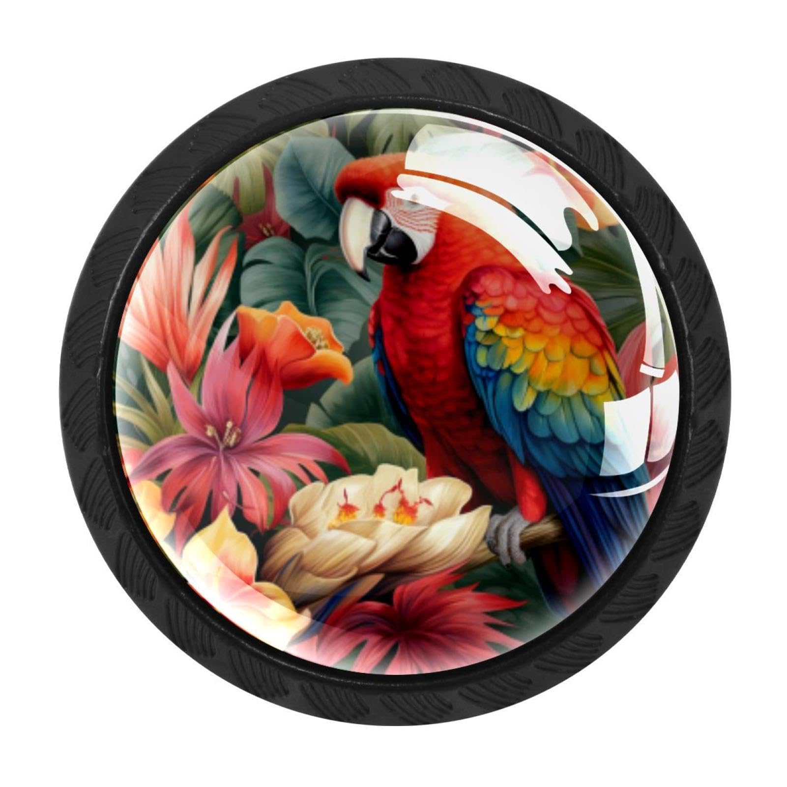 CHENZZZZ 4 Pieces Round Cabinet Knobs Rustic Dresser Knobs, Drawer Cupboard Wardrobe Cabinet Pulls Handles Hardware for Home Kitchen Furniture, Parrot