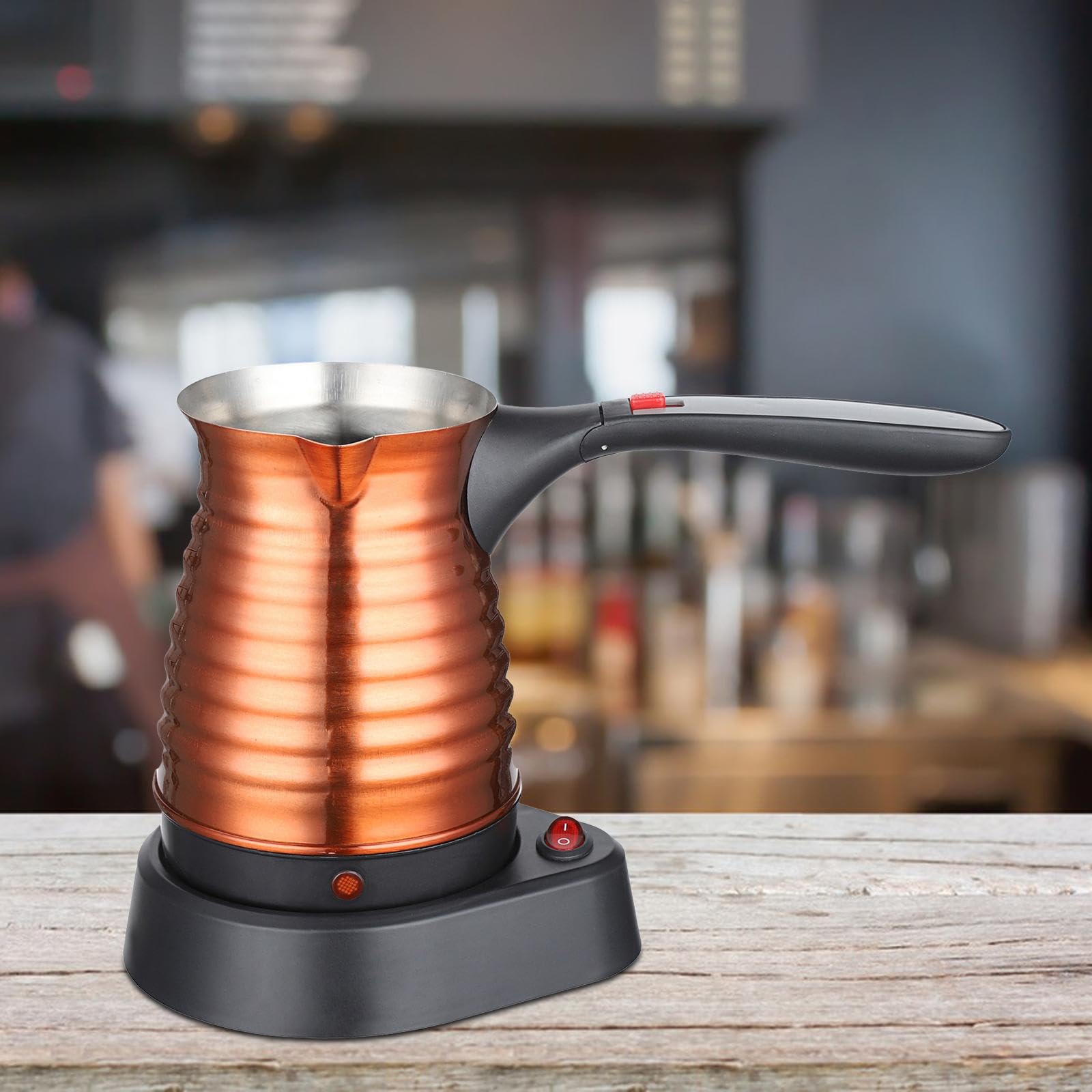 Caffettiera Elettrica in Acciaio Inox Caraffa Latte da 500ml con Manico Lungo Bollitore Turco caffè Riscaldatore Multifunzione Adatta per Casa Regalo