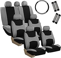 Vista 11 de FH Group - Fundas para asiento de auto de tela ligera y fresca, juego de tres filas para 7 plazas - Compatible con bolsa de aire y asiento dividido