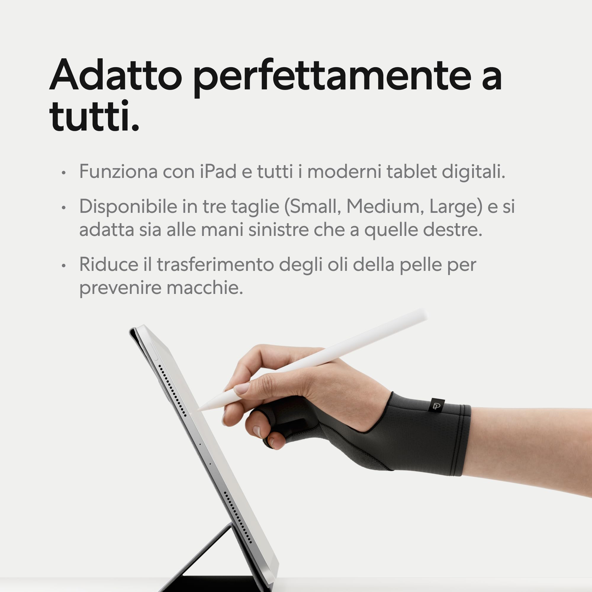 Paperlike's Drawing Glove per iPad - Guanto per Artisti per Disegnare su Tablet (Destra e Sinistra; 3 Misure: S, M, L)