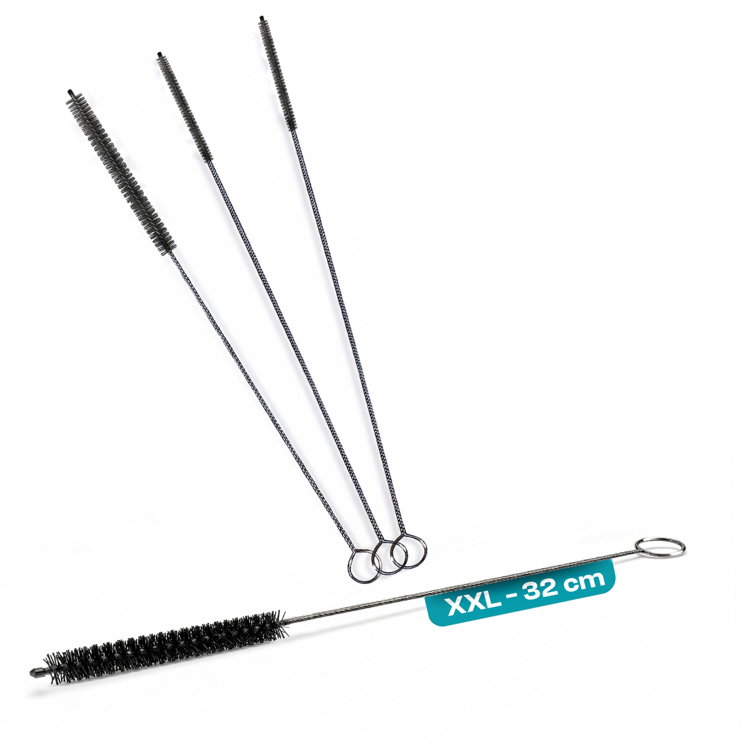 fancility® 4X Reinigungsbürste (3 & 7mm Ø 32 cm lang) für Kaffeevollautomaten, Milchschlauch & Kaffeeauslauf - Milchschlauchbrüste für Miele Jura Siemens Krups Saeco Bosch Brühgruppe Kaffeemaschine