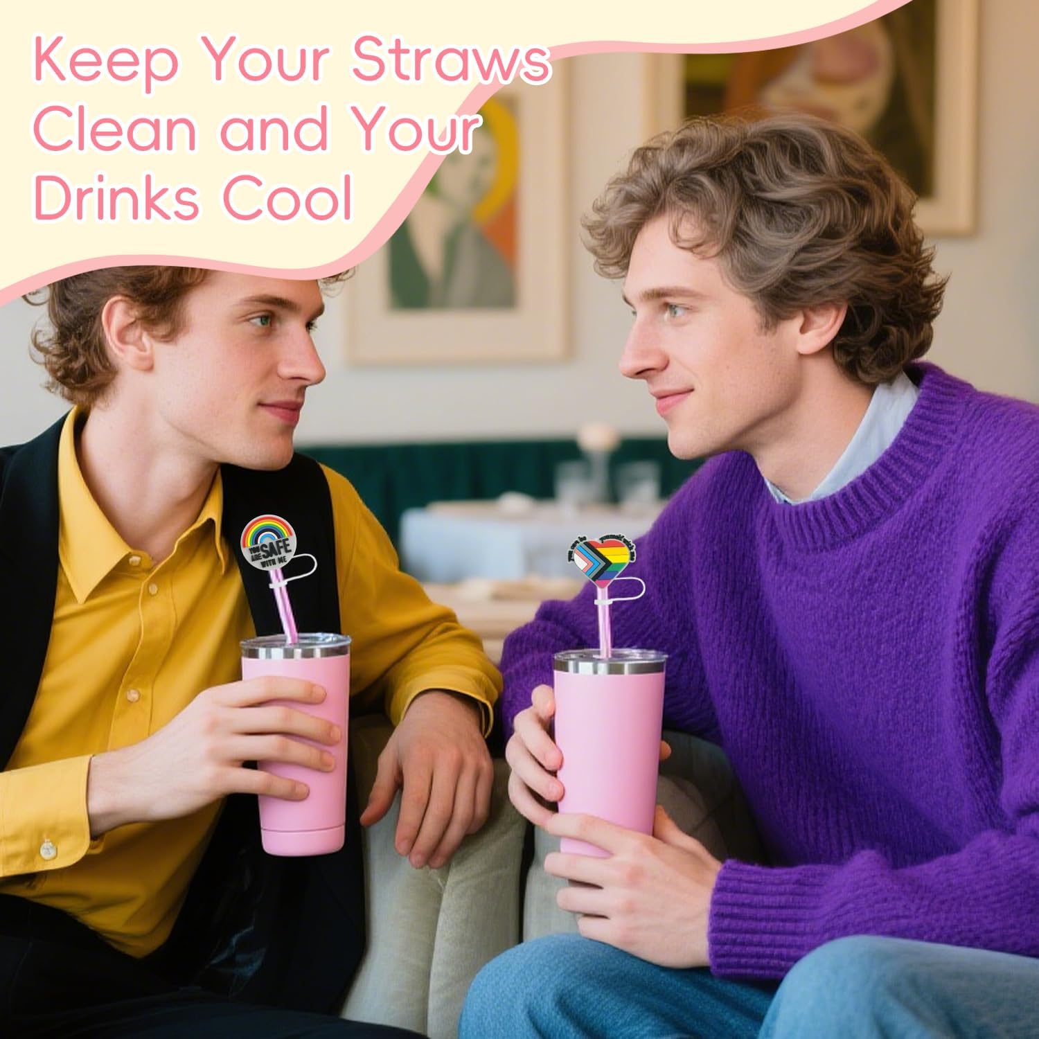 Funny Stanley Cup Straw Cover, 10mm (0.4in) Silicone Reusable Straw Topper Lid Cap,Style 4 - Image 4