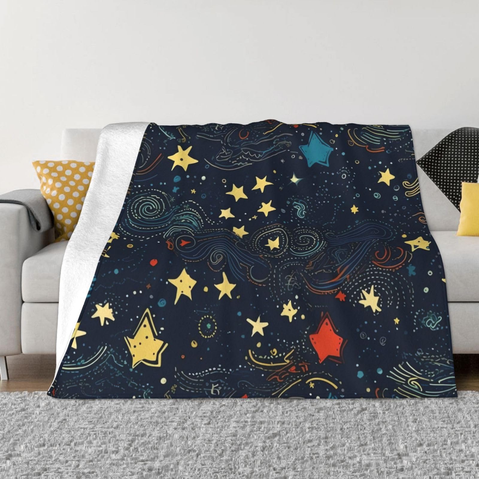Couverture en flanelle haut de gamme motif nuit étoilée douceur infinie toutes saisons
