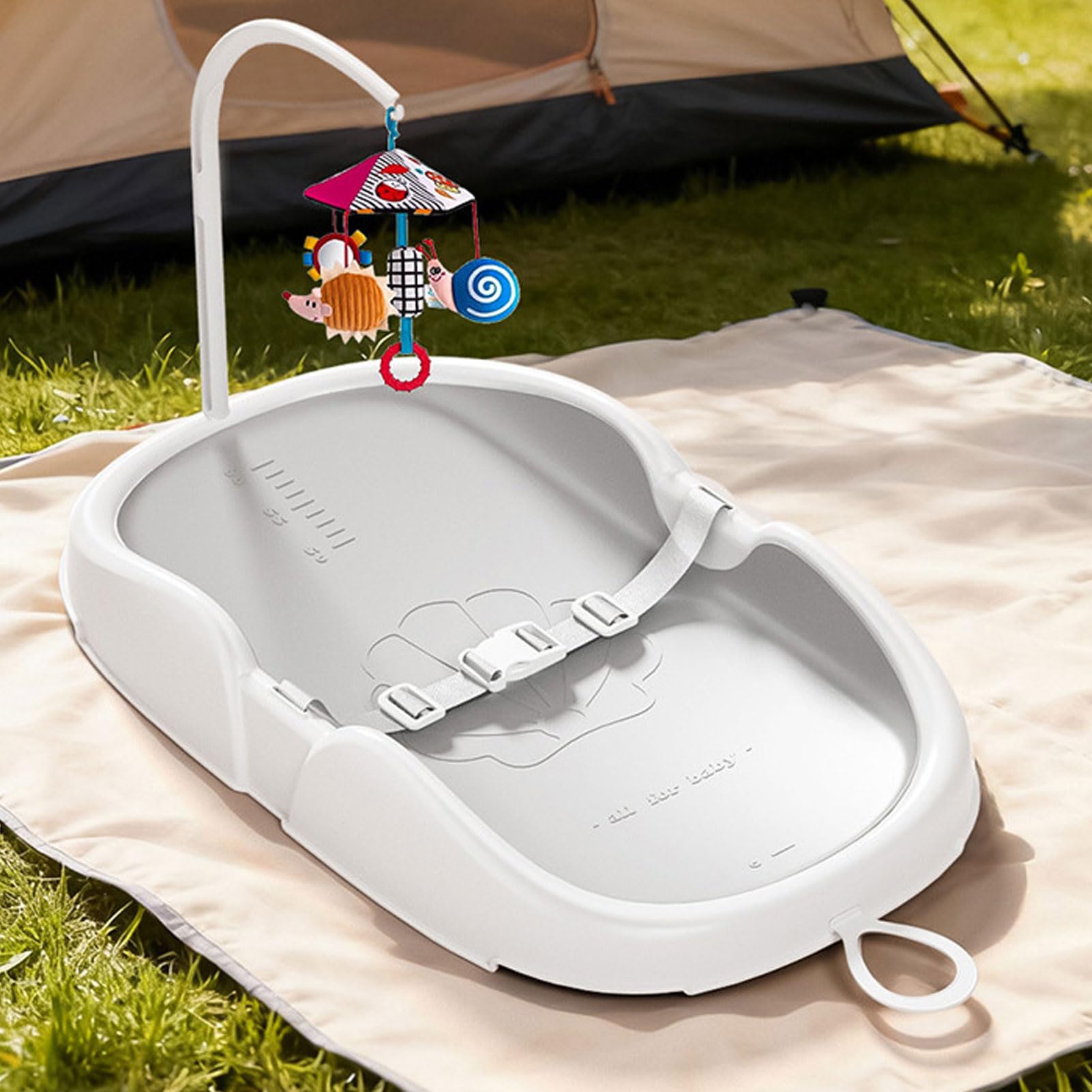 ViaGasaFamido Baby-Wickelstation, Faltbare Windel-Wickelunterlage mit Badefunktion für Neugeborene, Kleinkinder, Kompakte Reise-Kinderzimmer-Aufbewahrung, Kunststoffoberfläche (Grau-weiß)