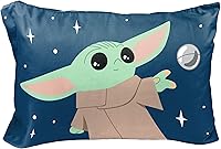 Vista 1 de Jay Franco Star Wars The Mandalorian Hello Grogu 1 funda de almohada reversible individual – Ropa de cama infantil súper suave de doble cara